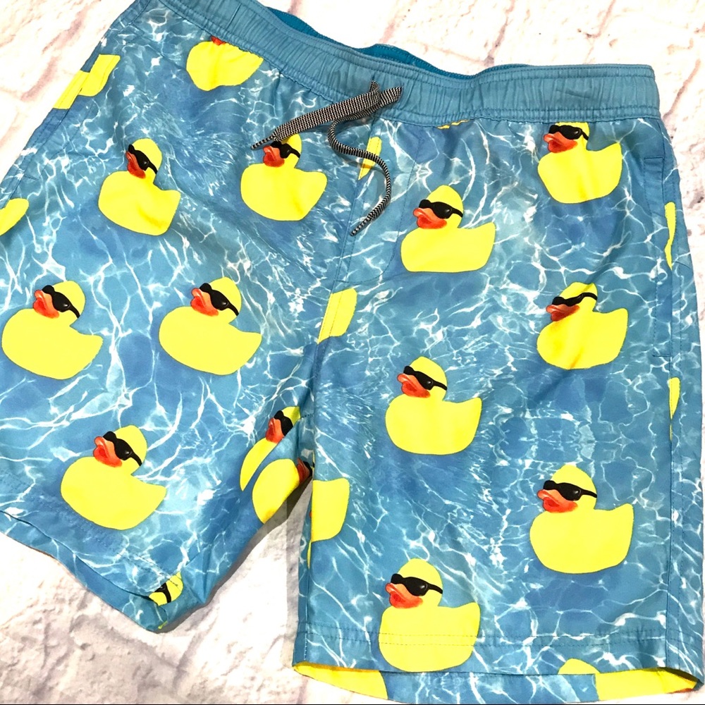 EUC! Rubber ducky swim shorts l-xl